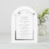 Hemelse Witte Zilveren Zon Maansterren Kaart (Staand voorkant)