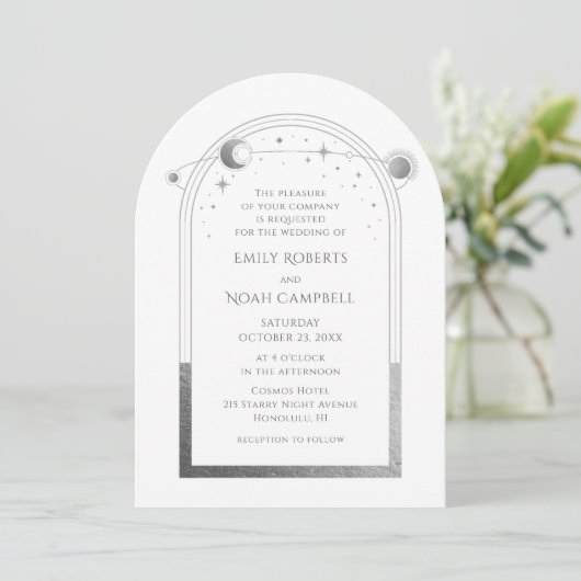 Hemelse Witte Zilveren Zon Maansterren Kaart (Staand voorkant)