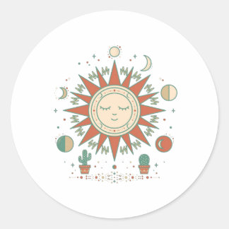 Hemelse Woestijnronde Sticker - Zon Maan Planeet C