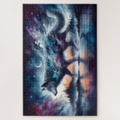 Hemelse Wolf Lopend Door de Sterren Legpuzzel (Verticaal)