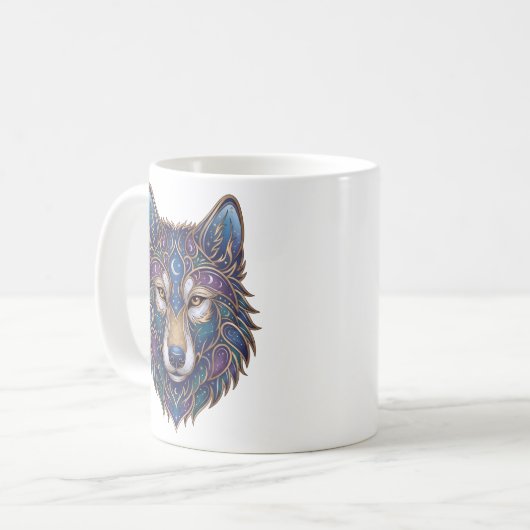 Hemelse Wolf Mok Luxe Lijnkunst (Voorkant links)