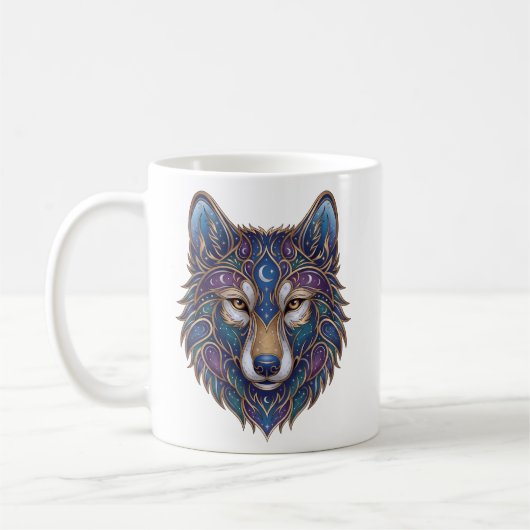 Hemelse Wolf Mok Luxe Lijnkunst (Links)