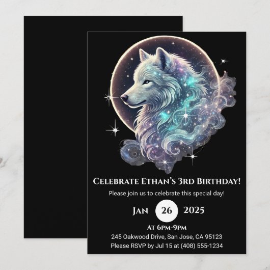 Hemelse Wolf Moon Verjaardag Kaart (Voorkant / Achterkant)