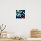 Hemelse Wolf Onder Geschilderde Maan – Abstract  Poster (Keuken)