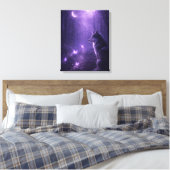 Hemelse Wolf Onder Paarse Maan Canvas Kunst (Insitu (Slaapkamer))