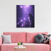 Hemelse Wolf Onder Paarse Maan Canvas Kunst (Insitu (Woonkamer))
