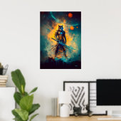 Hemelse Wolf Ronin – Bewaker van het Kosmische Bla Poster (Thuiskantoor)