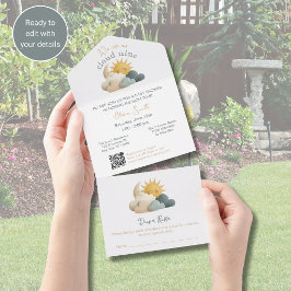 Hemelse wolk baby shower uitnodiging alles in een