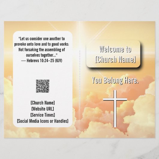 Hemelse Wolken Licht Kerkbulletin  Flyer (Voorkant)