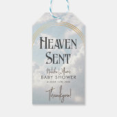 Hemelse wolken lucht Boho boog babyfeestje Cadeaulabel (Achterkant)
