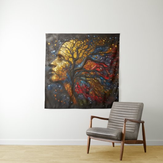 Hemelse wortels van het leven - Glas in lood Wandkleed (In situ)