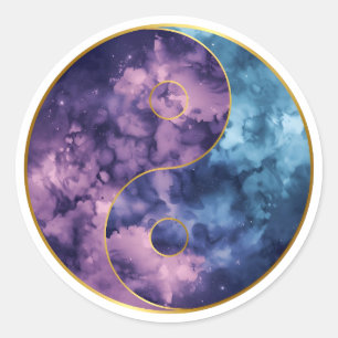 Hemelse Yin‑Yang Kosmische Balans Ronde Sticker