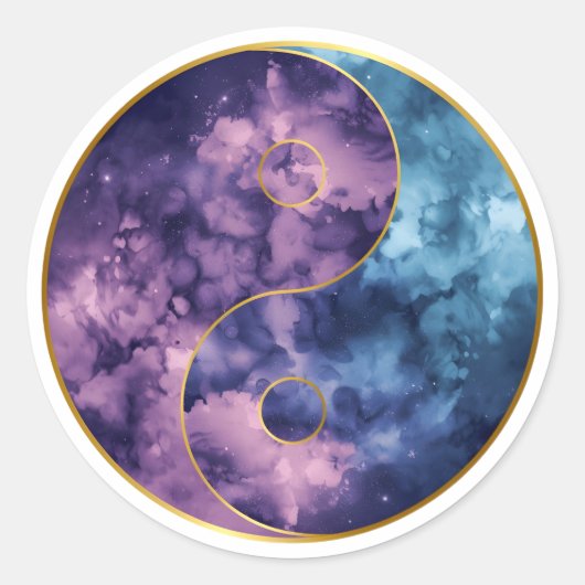 Hemelse Yin‑Yang Kosmische Balans Ronde Sticker (Voorkant)