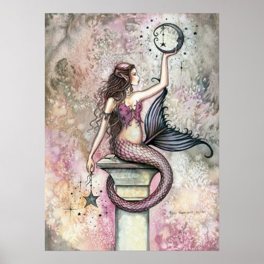 Hemelse Zeemeermin Fantasie Kunst Poster Print (Voorkant)