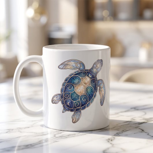 Hemelse Zeeschildpad Mok Luxe Lijnkunst