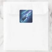 Hemelse Zeeschildpad Vierkante Sticker (Tas)