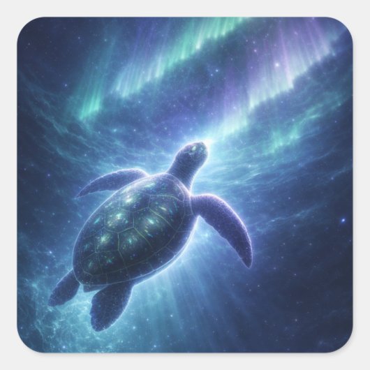 Hemelse Zeeschildpad Vierkante Sticker (Voorkant)