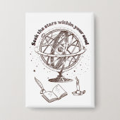 Hemelse Ziel Wijsheid | Vintage Armillair Sfeer Button (Voorkant)