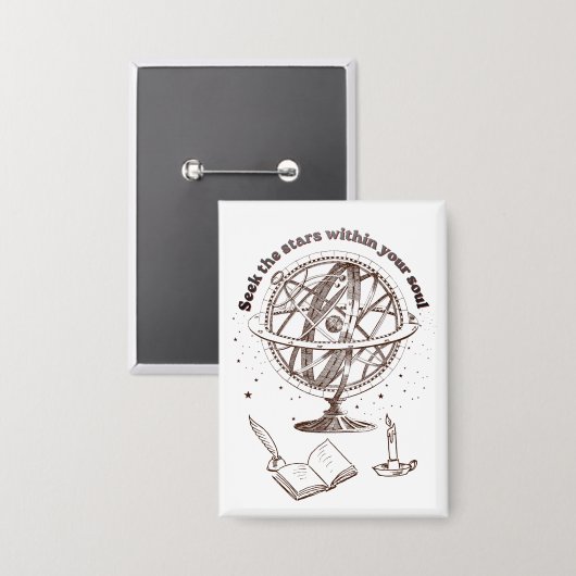 Hemelse Ziel Wijsheid | Vintage Armillair Sfeer Button (Voorkant / Achterkant)