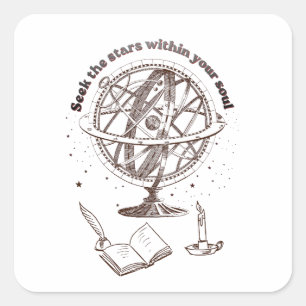 Hemelse Ziels Wijsheid Vintage Armillair Sfeer Vierkante Sticker