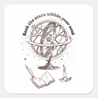 Hemelse Ziels Wijsheid | Vintage Armillair Sfeer Vierkante Sticker