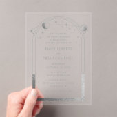 Hemelse Zilveren Zon Maan Astronomie bruiloft Acryl Uitnodigingen (Insitu (Draagbaar))