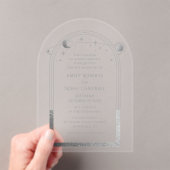 Hemelse Zilveren Zon Maan Astronomie bruiloft Acryl Uitnodigingen (Insitu (Draagbaar))