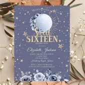 Hemelse Zon, Blauwe Maan Sterren Pastel Sweet 16 Kaart