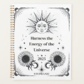 Hemelse Zon en Maan Aangepaste Naam Manifestatie Planner (Voorkant)