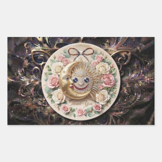 Hemelse Zon en Maan Bedankt Sticker | Luxe (Voorkant)