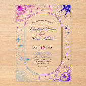 Hemelse zon en maan bruiloft acryl uitnodigingen (Voorkant)