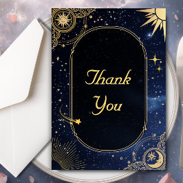 Hemelse zon en maan bruiloft bedankkaart