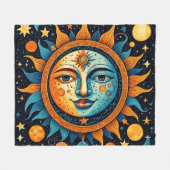 Hemelse Zon En Maan Fleece Deken (Voorkant (Horizontaal))