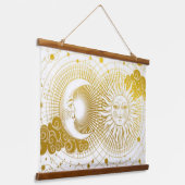 hemelse zon en maan hangend wandkleed (Gebogen)