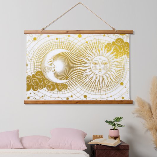 hemelse zon en maan hangend wandkleed (Slaapkamer)