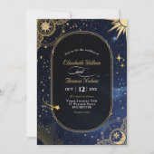 Hemelse zon en maan huwelijksuitnodiging kaart (Voorkant)