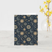 Hemelse Zon en Maan Kosmische Kunst Ontwerp Blank Kaart (Gele Bloem)