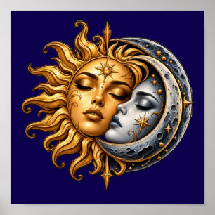 Hemelse Zon- en Maan Kus Poster - Mystieke Astrolo
