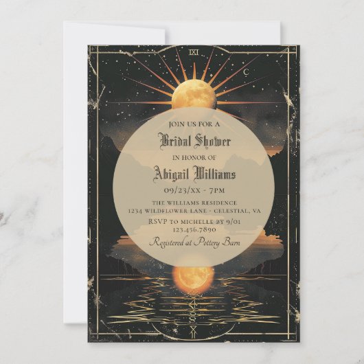 hemelse zon en maan mystieke bruiloft kaart (Voorkant)