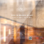 Hemelse Zon en Maan Openingstijden QR-code Raamsticker (Vel 2)