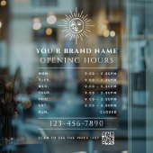 Hemelse zon- en maan openingsuren QR-code Raamsticker