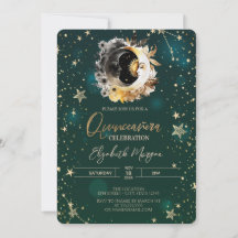 Hemelse Zon En Maan Sterren Groene Quinceanera