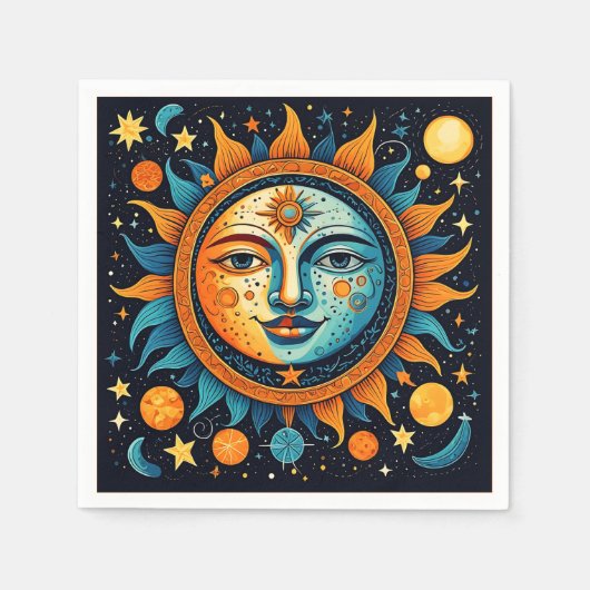 Hemelse Zon en Maan Sweatshirt Servet (Voorkant)