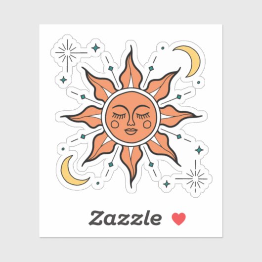 Hemelse Zon en Maan Vinyl Sticker (Vel)