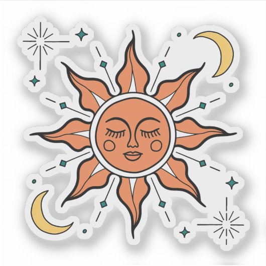 Hemelse Zon en Maan Vinyl Sticker (Voorkant)