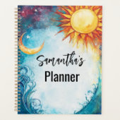 Hemelse Zon en Maan Waterverf Planner (Voorkant)