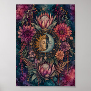 Hemelse Zon- en Maanbloem Whimsigoth Kunst Poster