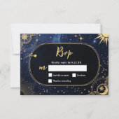 Hemelse zon- en maanbruiloft RSVP kaartje (Voorkant)