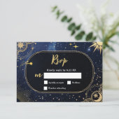 Hemelse zon- en maanbruiloft RSVP kaartje (Staand voorkant)