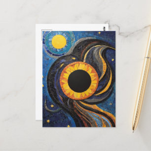 Hemelse Zon en Sterren in Night Sky Mozaïek Briefkaart